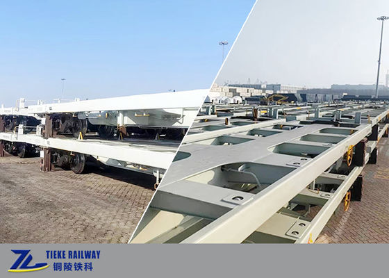 1000 مم حاوية قياس السكك الحديدية عربة مسطحة حمولة 55 طن AAR عربة الفرامل الهوائية